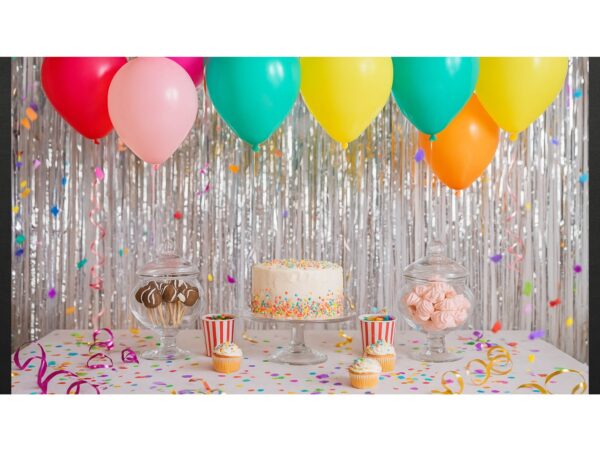 KURTYNA FOLIOWA PARTY 2,0x1,0m - srebrny