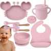 NACZYNIA SILIKONOWE DLA DZIECI DO KARMIENIA ZESTAW - brudny róż