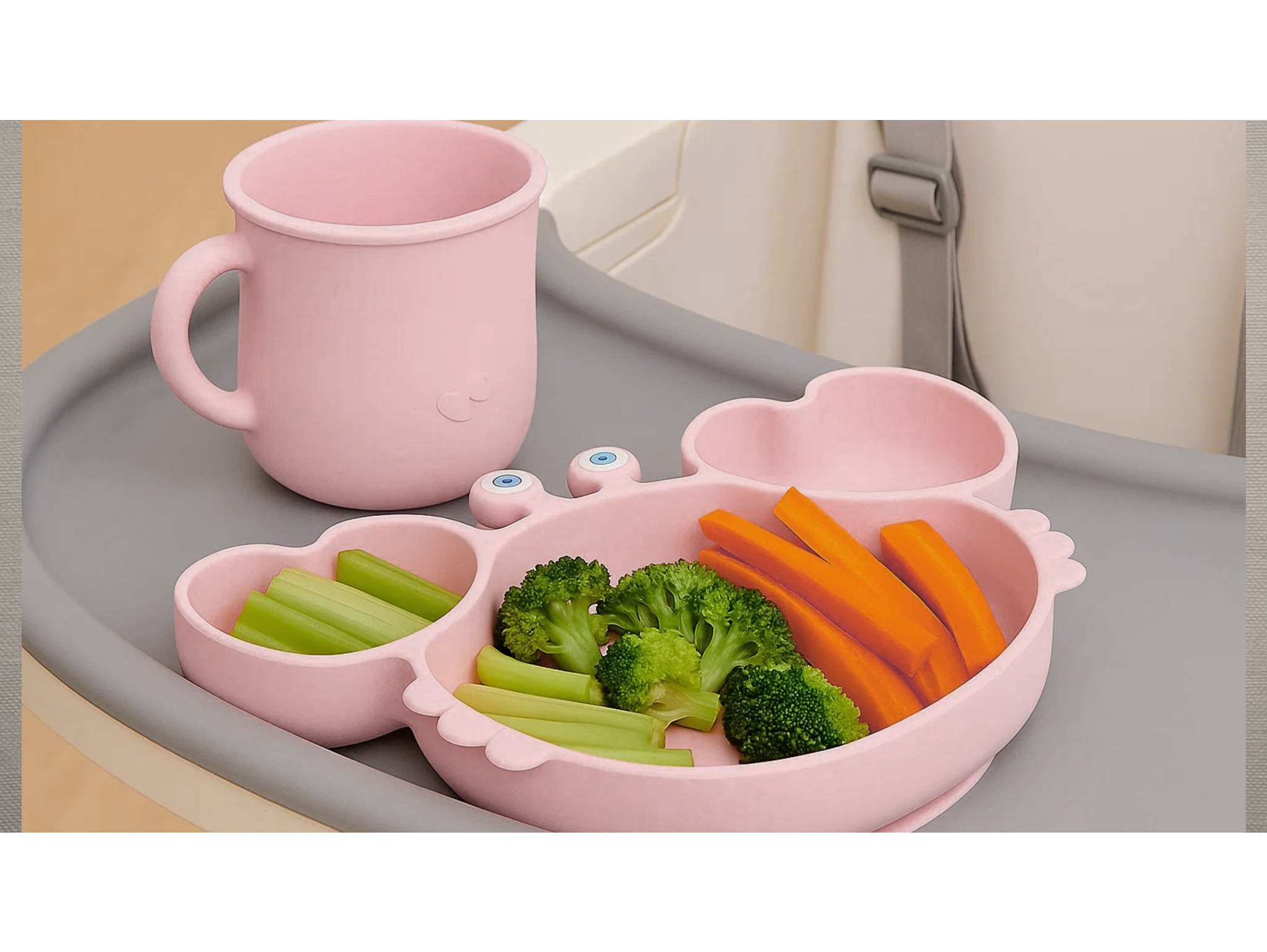 NACZYNIA SILIKONOWE DLA DZIECI DO KARMIENIA ZESTAW - brudny róż