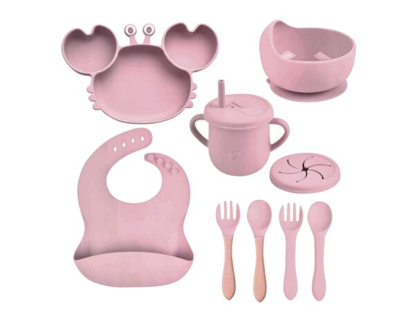 NACZYNIA SILIKONOWE DLA DZIECI DO KARMIENIA ZESTAW - brudny róż