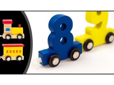 POCIĄG DREWNIANY KOLEJKA CIUCHCIA Z CYFERKAMI