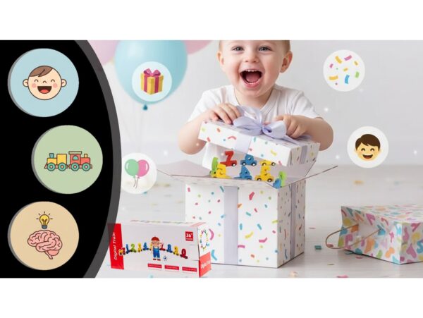 POCIĄG DREWNIANY KOLEJKA CIUCHCIA Z CYFERKAMI