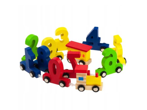 POCIĄG DREWNIANY KOLEJKA CIUCHCIA Z CYFERKAMI