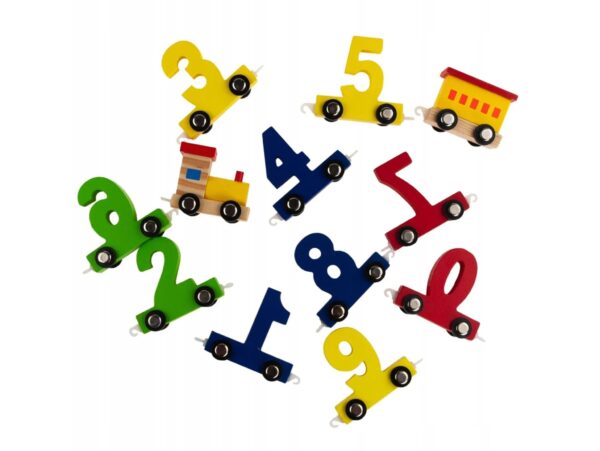 POCIĄG DREWNIANY KOLEJKA CIUCHCIA Z CYFERKAMI