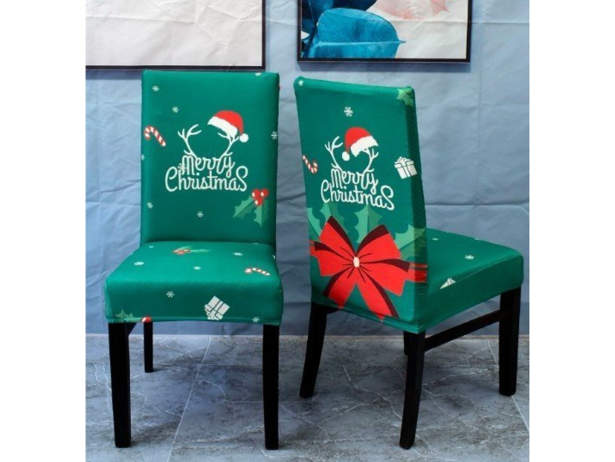 POKROWIEC NA KRZESŁO ELASTYCZNY ŚWIĄTECZNY - zielony