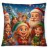 POSZEWKA NA PODUSZKĘ ŚWIĄTECZNA 40x40 - Mikołaj z Elfami