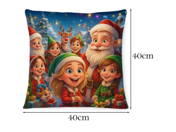 POSZEWKA NA PODUSZKĘ ŚWIĄTECZNA 40x40 - Mikołaj z Elfami
