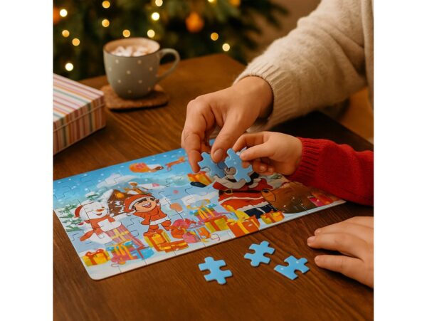 PUZZLE ŚWIĄTECZNE W PUSZCE 60El - Mikołaj z prezentami