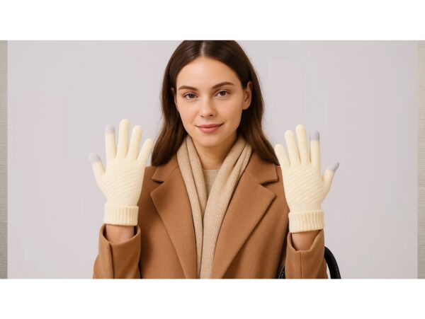 RĘKAWICZKI DOTYKOWE ZIMOWE - beżowy