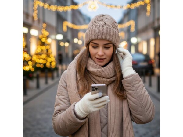 RĘKAWICZKI DOTYKOWE ZIMOWE - beżowy