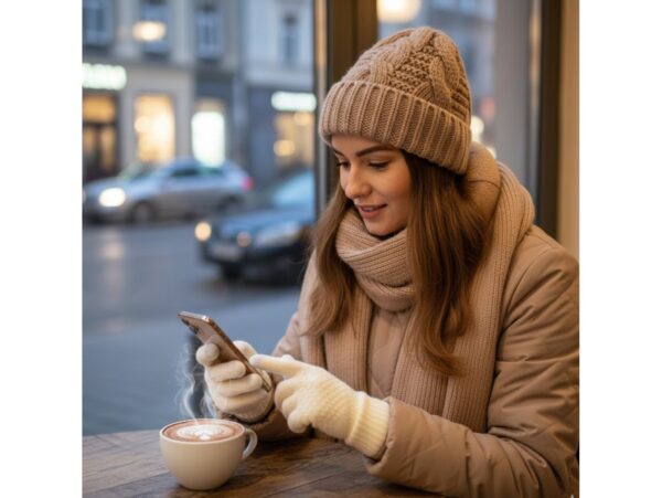 RĘKAWICZKI DOTYKOWE ZIMOWE - beżowy