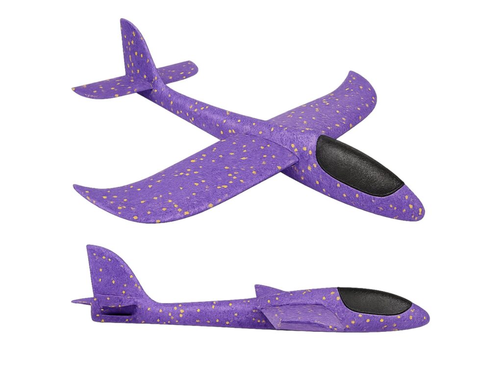 SAMOLOT ZABAWKA STYROPIANOWY SZYBOWIEC RZUTKA 47 CM - fioletowy