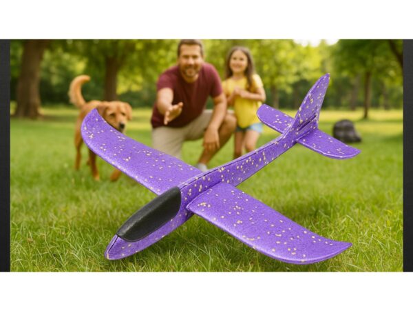 SAMOLOT ZABAWKA STYROPIANOWY SZYBOWIEC RZUTKA 47 CM - fioletowy