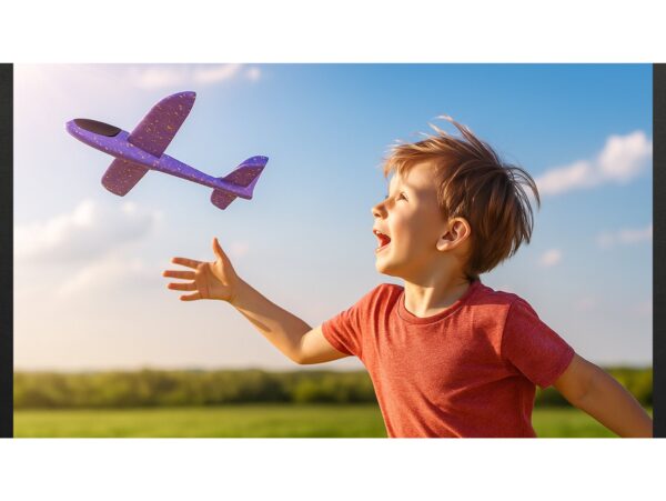 SAMOLOT ZABAWKA STYROPIANOWY SZYBOWIEC RZUTKA 47 CM - fioletowy