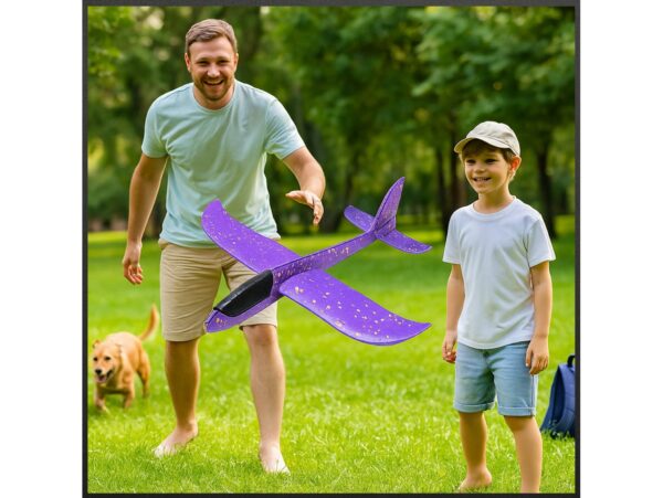 SAMOLOT ZABAWKA STYROPIANOWY SZYBOWIEC RZUTKA 47 CM - fioletowy