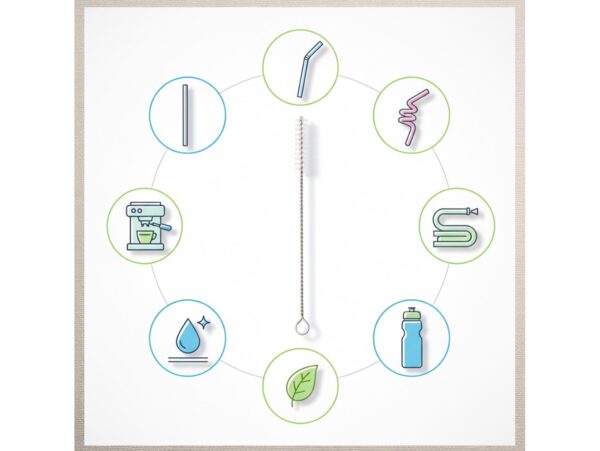 SZCZOTKA DO CZYSZCZENIA SŁOMEK WĘŻYKÓW 24cm 10SZT