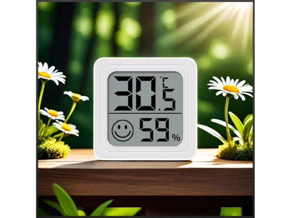 TERMOMETR HIGROMETR POKOJOWY SAMOPRZYLEPNY - biały wzór 2 frez