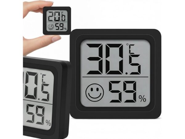 TERMOMETR HIGROMETR POKOJOWY SAMOPRZYLEPNY - czarny wzór 2 frez