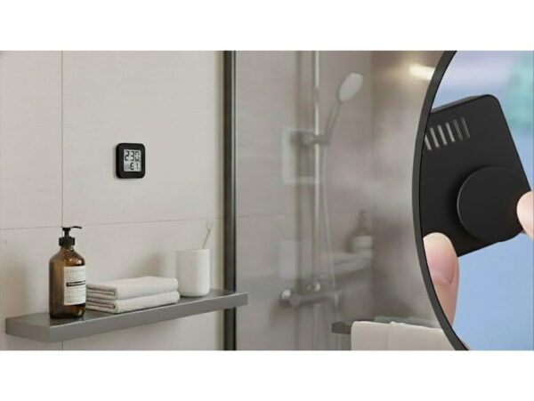 TERMOMETR HIGROMETR POKOJOWY SAMOPRZYLEPNY - czarny wzór 2 frez