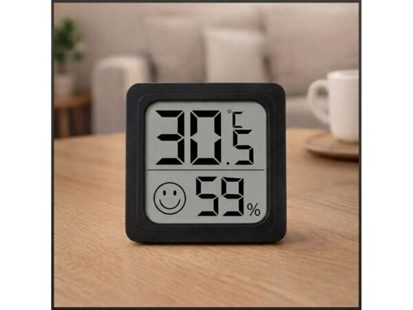 TERMOMETR HIGROMETR POKOJOWY SAMOPRZYLEPNY - czarny wzór 2 frez