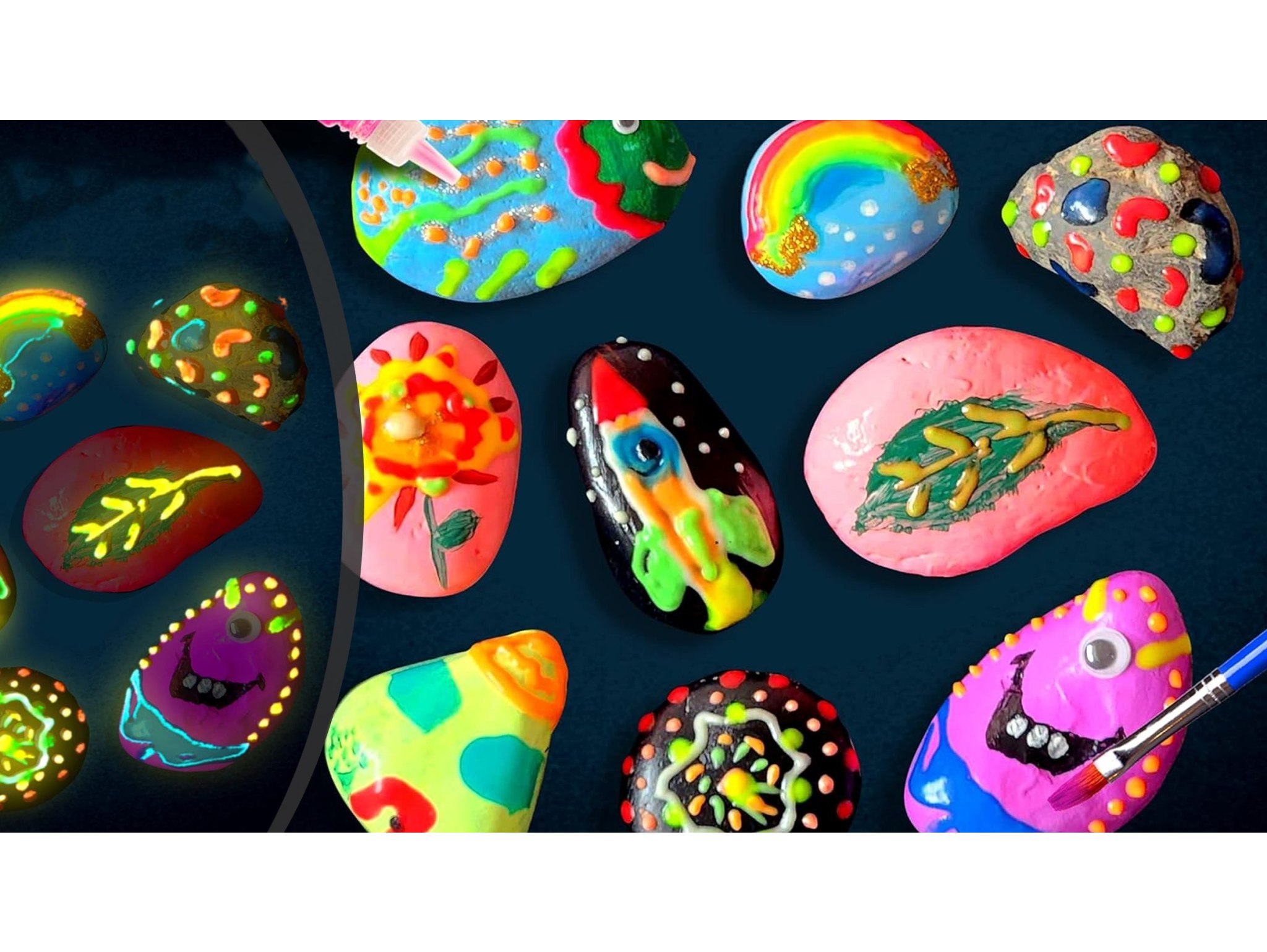 ZESTAW DO MALOWANIA KAMIENI ŚWIECĄCYCH W CIEMNOŚCI