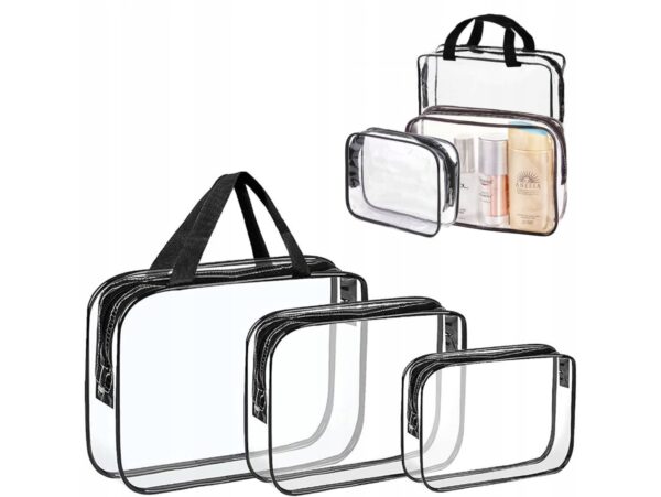 ZESTAW KOSMETYCZEK TRANSPARENTNYCH 3SZT