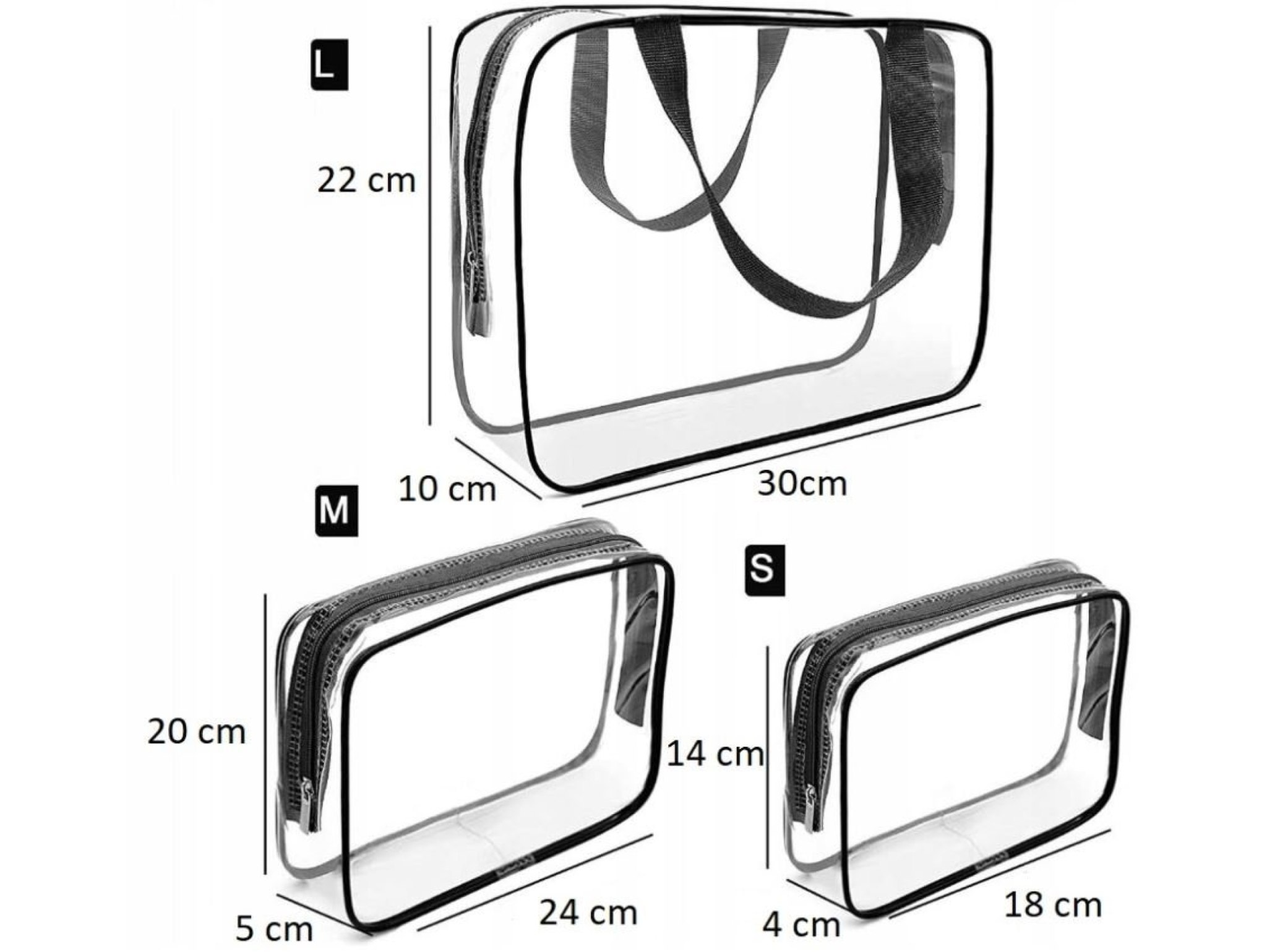 ZESTAW KOSMETYCZEK TRANSPARENTNYCH 3SZT