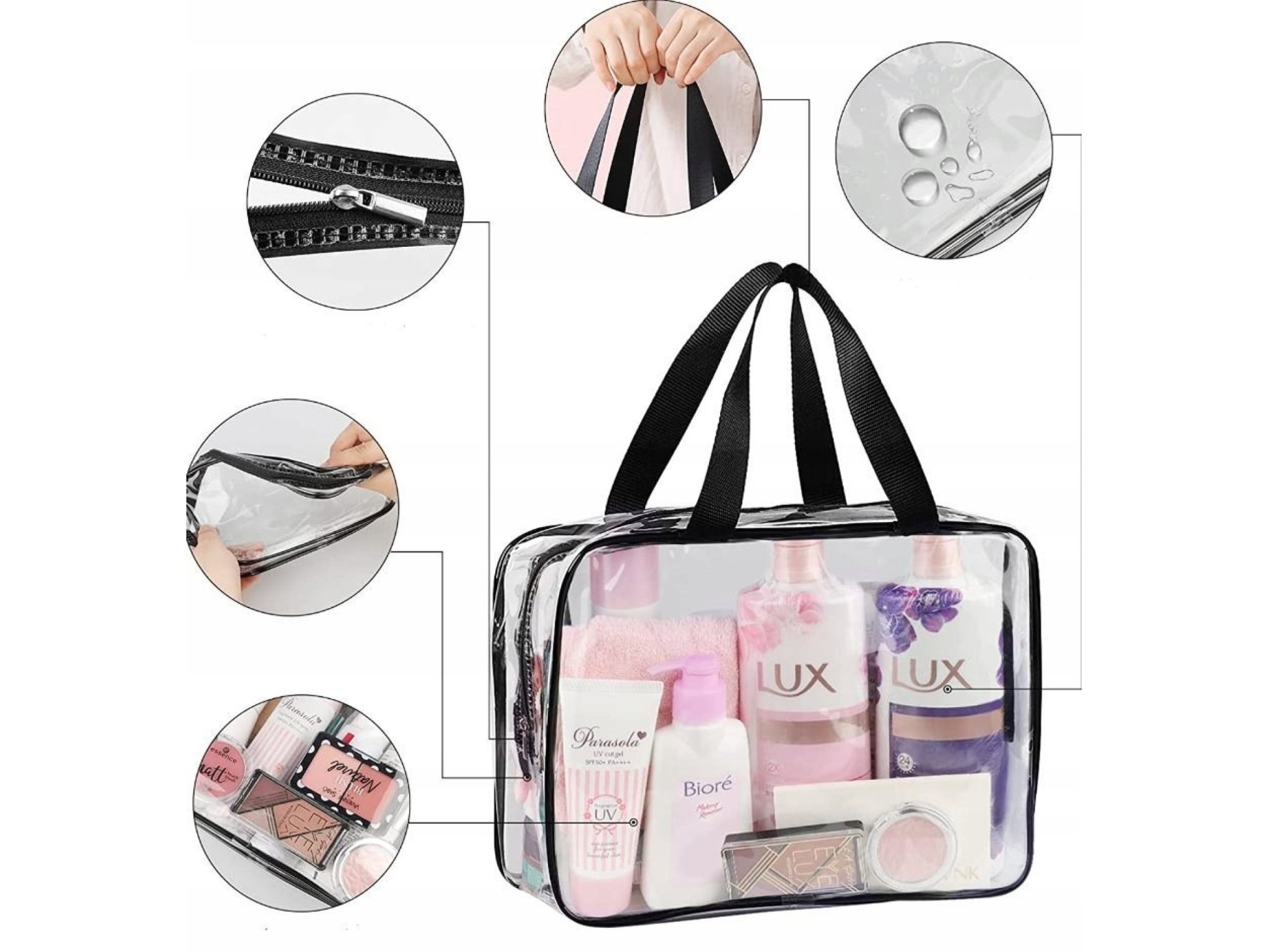 ZESTAW KOSMETYCZEK TRANSPARENTNYCH 3SZT