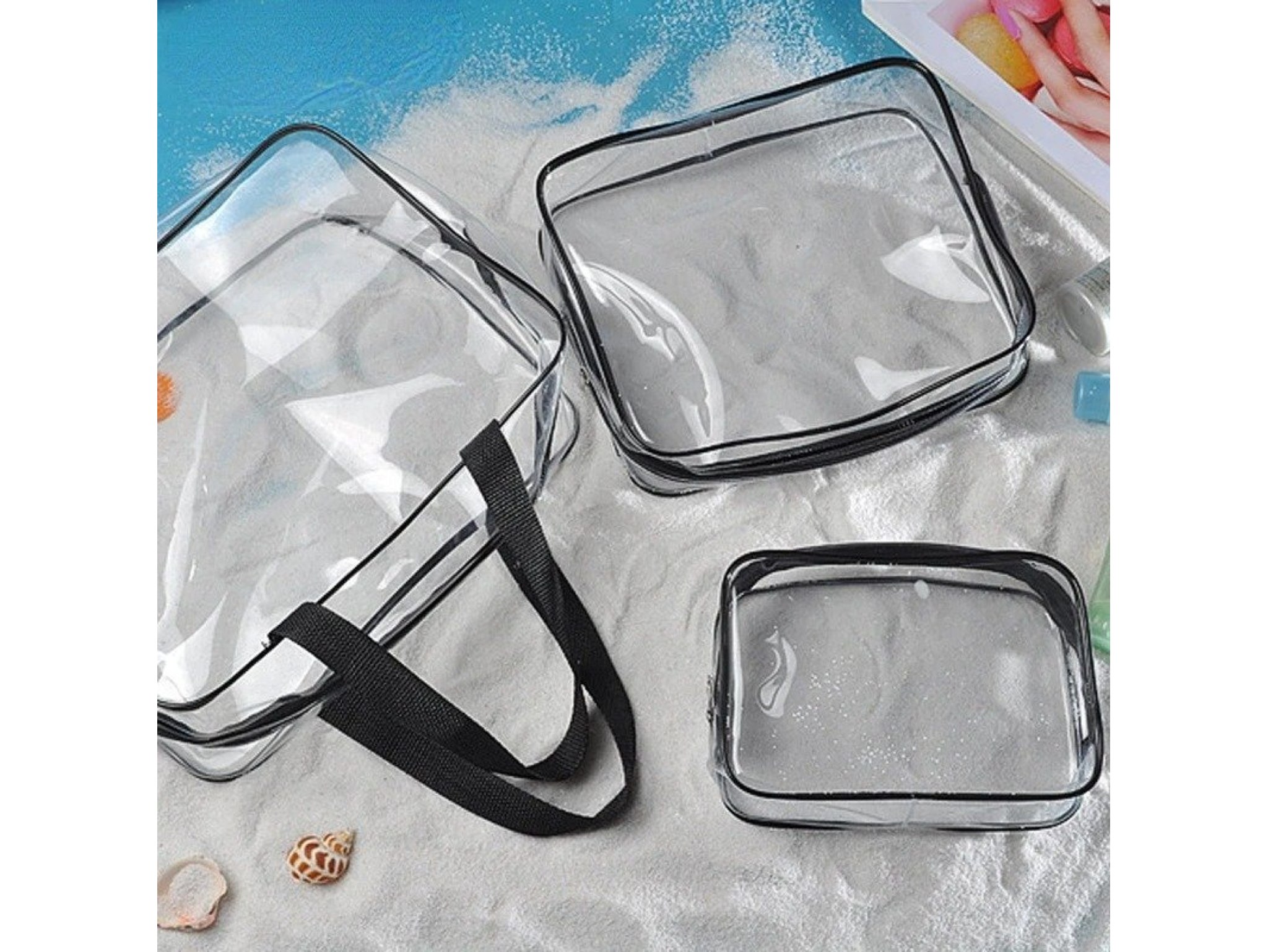 ZESTAW KOSMETYCZEK TRANSPARENTNYCH 3SZT